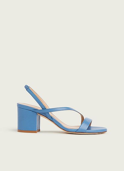 Nine Blue Asymmetric Block Heel Sandals China Blue, China Blue