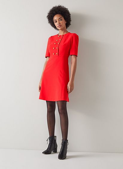 Rosie Red Recycled Crepe Dress, Red