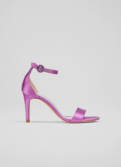 Ivy Magenta Satin Single Strap Sandals Purple, Purple