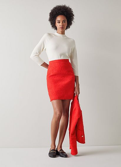 Saskia Red Tweed Skirt Apple Red, Apple Red