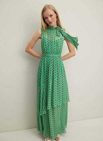 Robyn Green And Red Spot Print Dress, Green