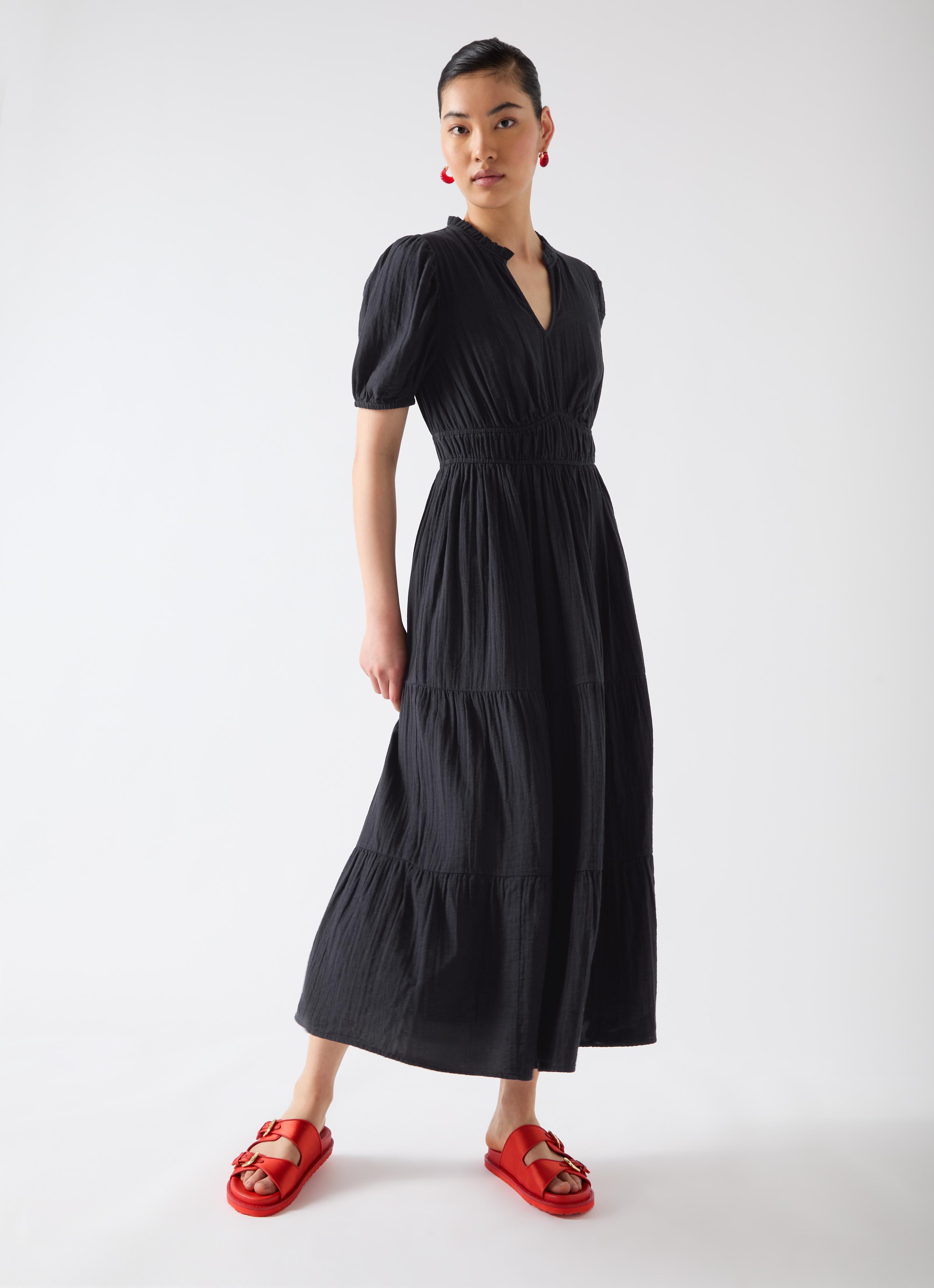 Felicity Spring Navy Gather Detail Cotton Dress