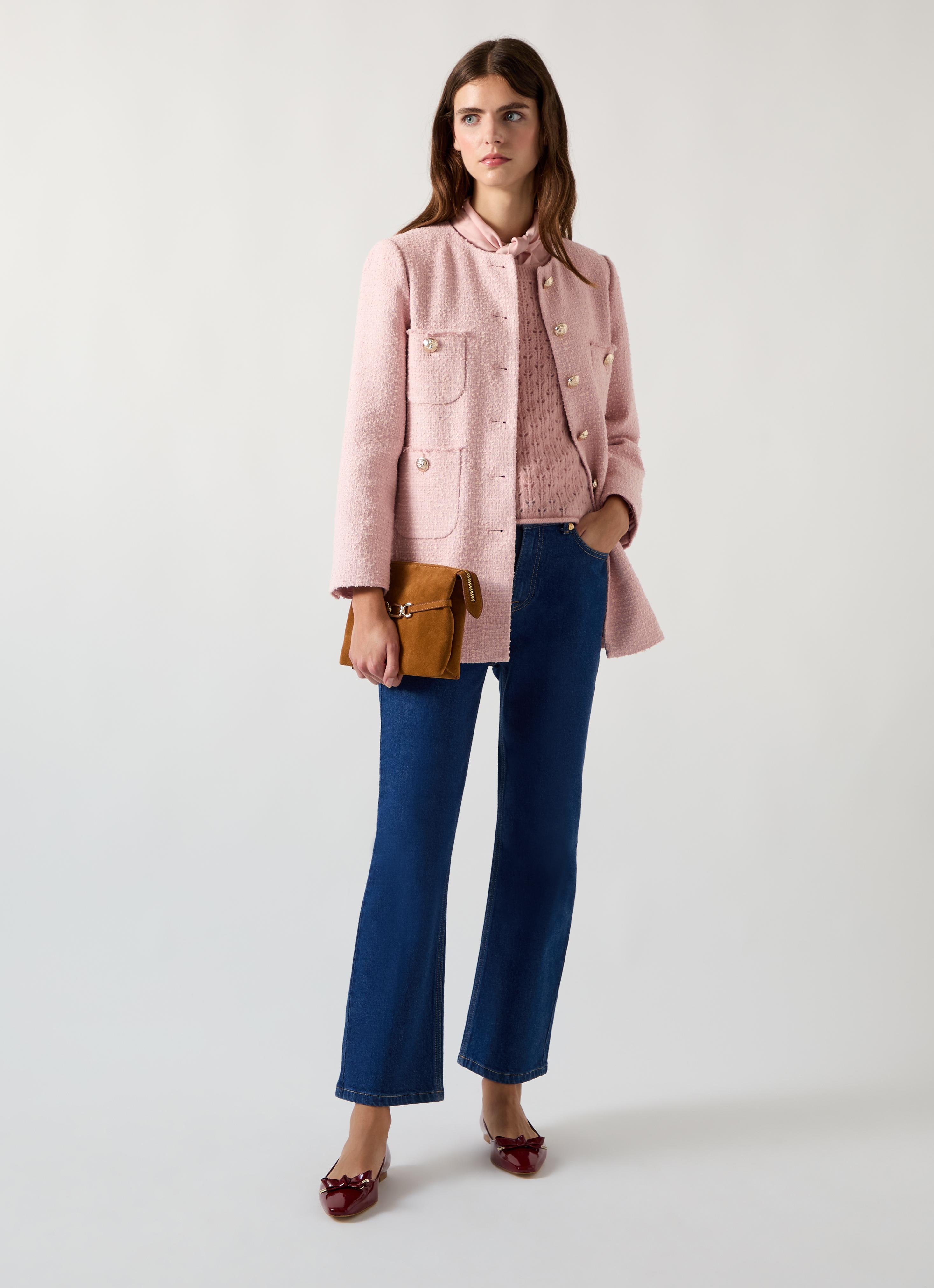 Rosie Soft Pink Cotton Blend Tweed Jacket