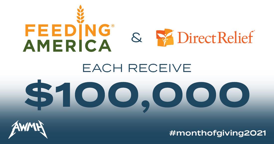 Month of Giving Supports Feeding America and Direct Relief With $100k Grants