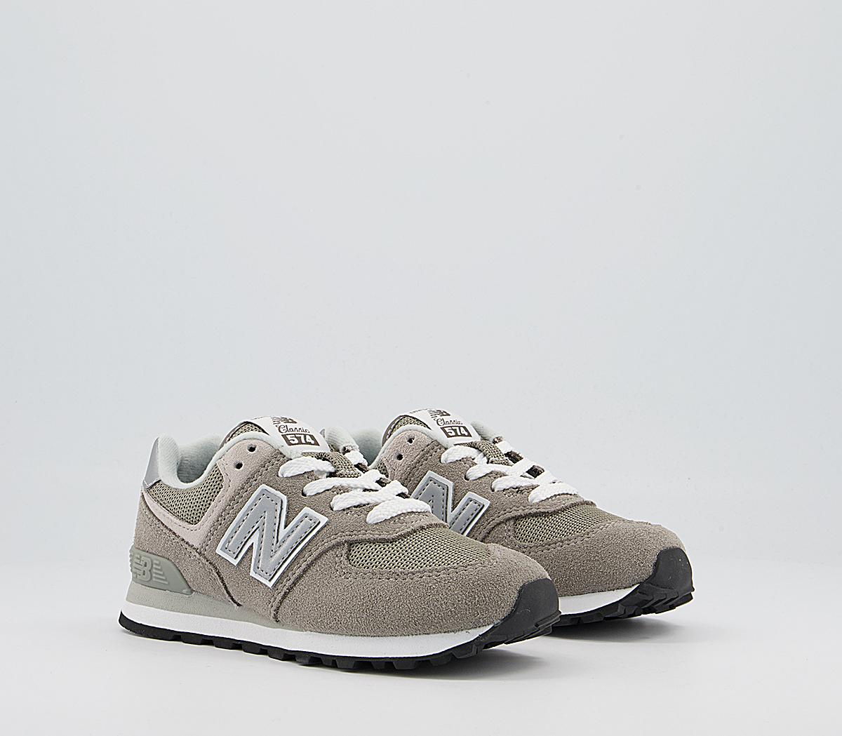 New Balance 574 Kids Trainers Grey White Rubber, 2