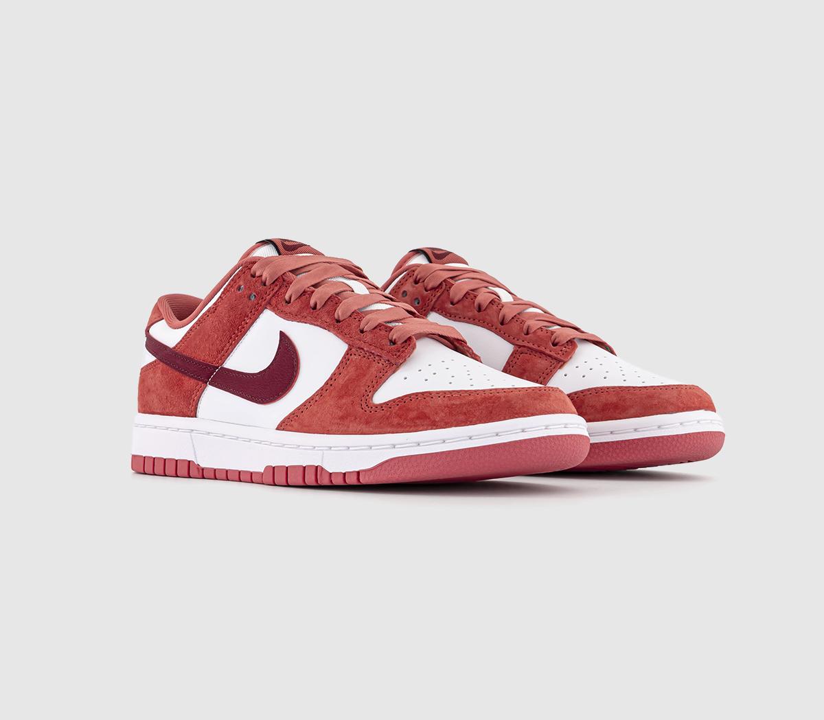 Nike Womens Dunk Low Trainers White Team Dragon Red, 7