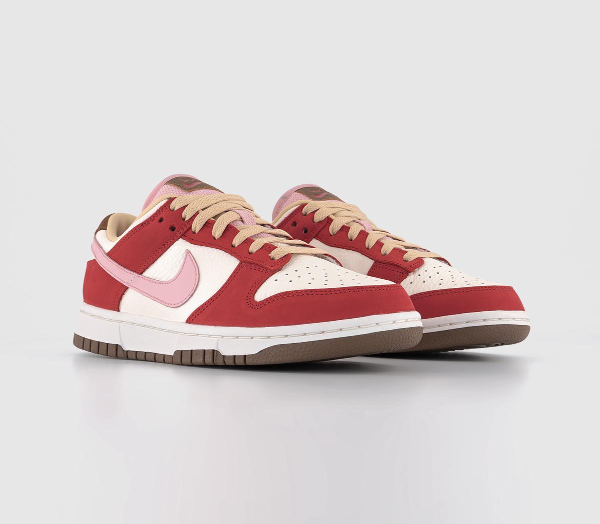 Nike Dunk Low Trainers Sport Red Sheen Sail Medium Brown, 9