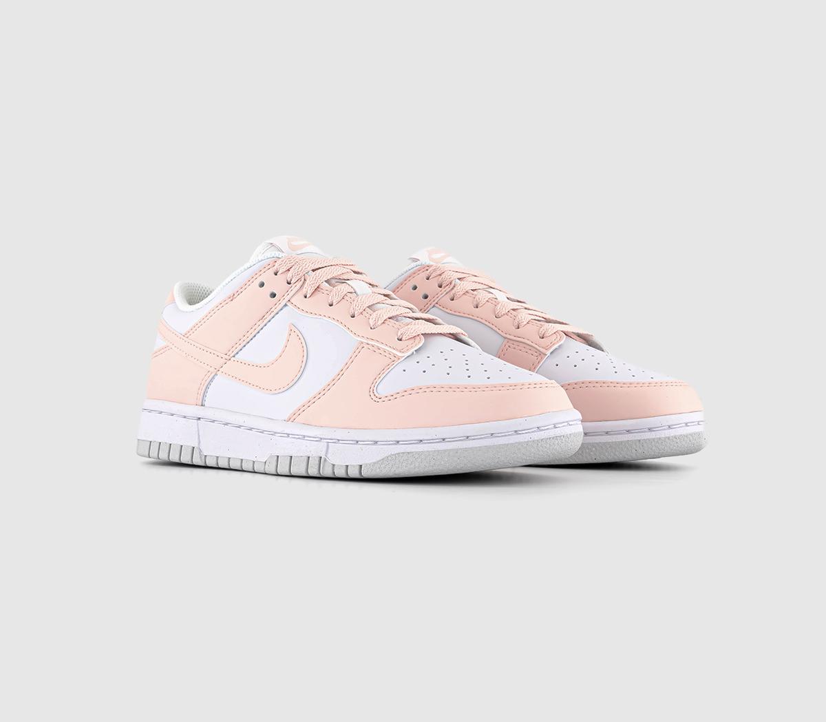 Nike Womens Dunk Low Trainers White Pale Coral Pink, 5