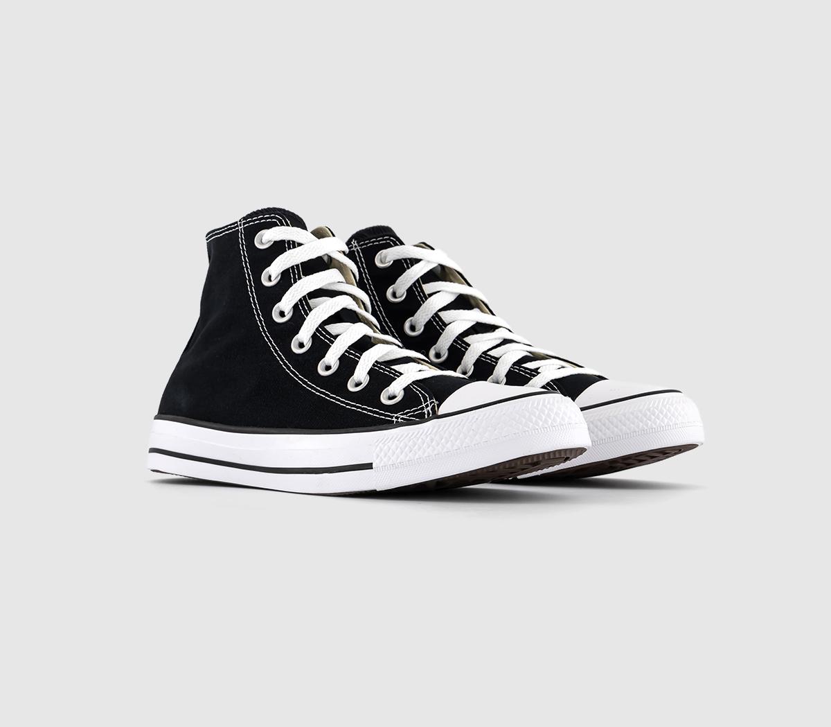 Converse Black And White All Star High Canvas Plain Classic Trainers, 9