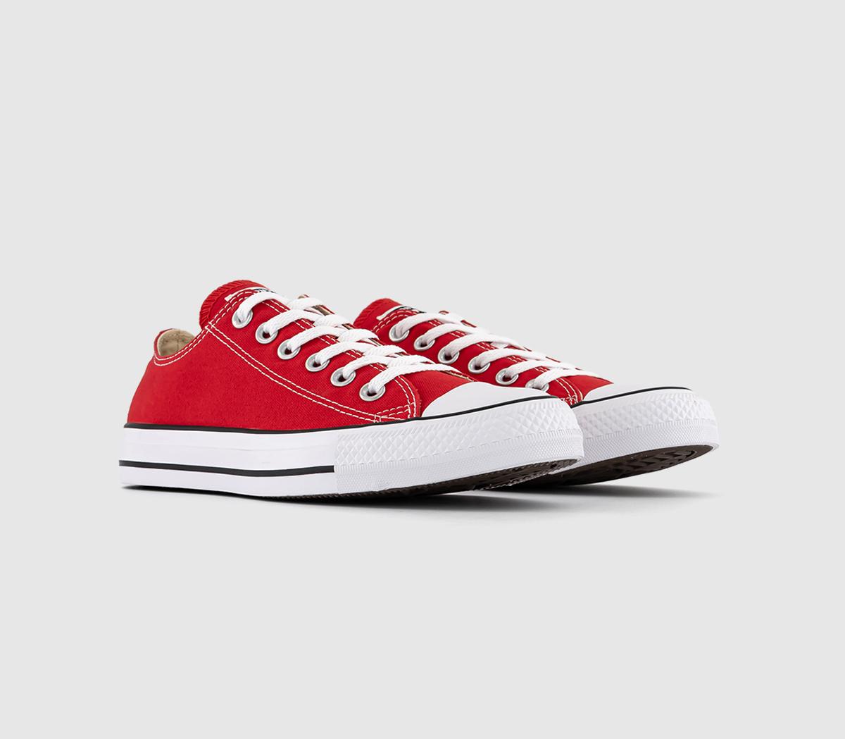 Mens Converse All Star Low Red Canvas Trainers Red/White, 8.5