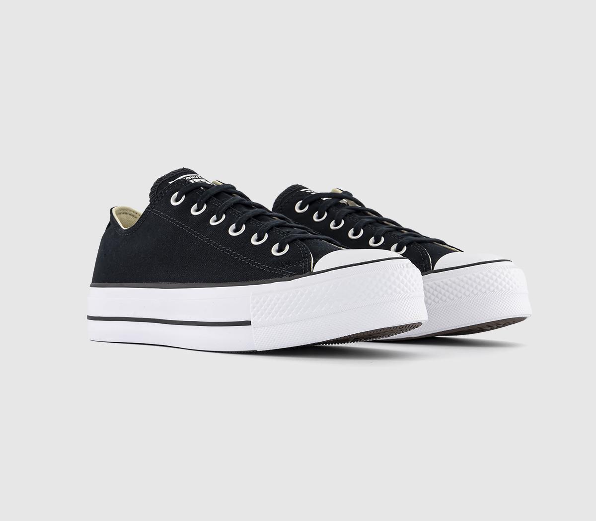 Converse Womens All Star Low Black Canvas Platform Trainers, 6.5