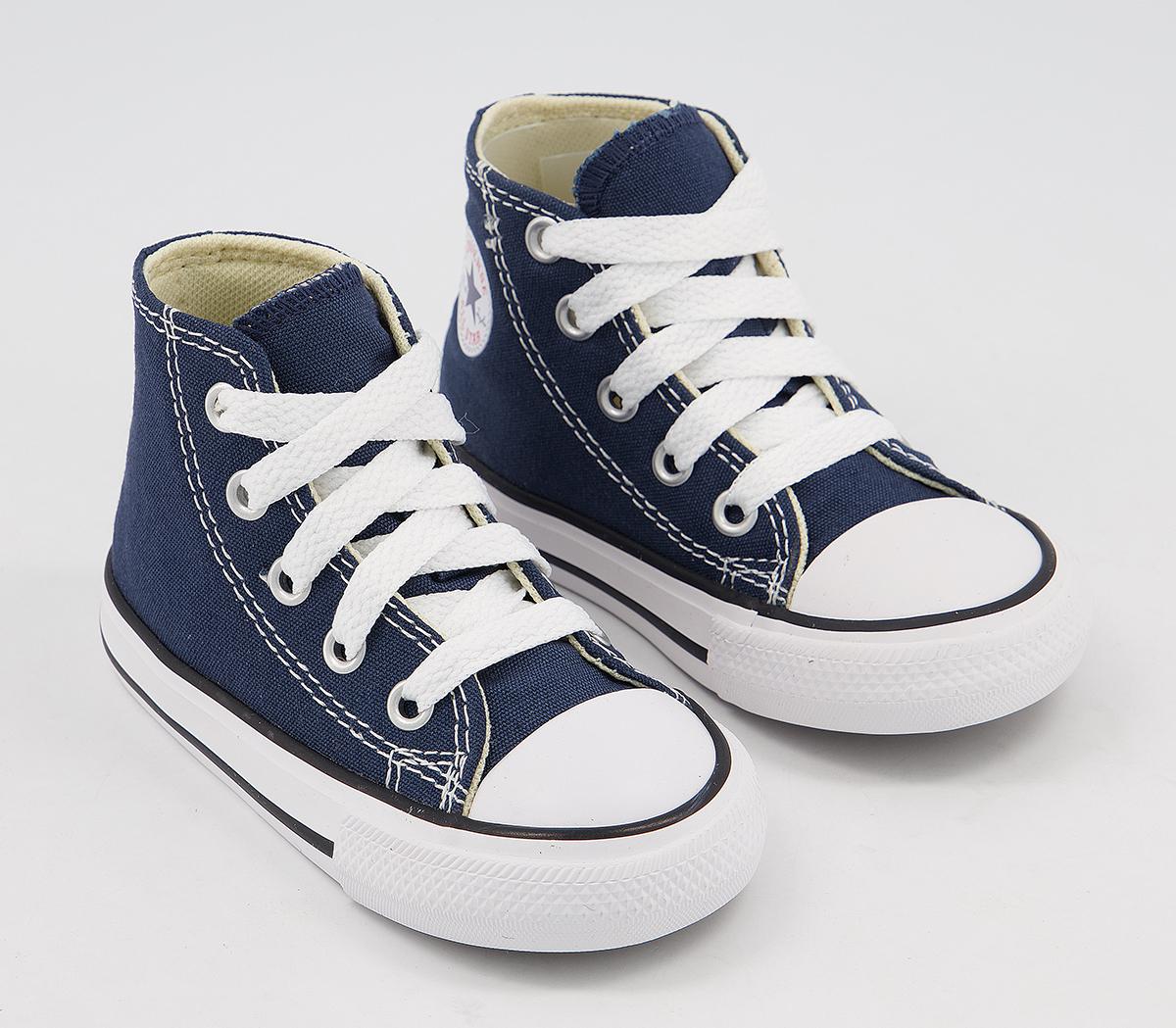 Kids Converse Baby Boys Small Star Hi Canvas In Navy Blue And White, 4 Infant