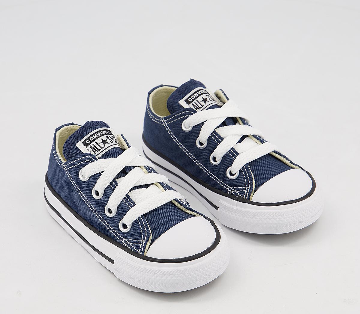 Kids Converse Baby Boys All Star Low Shoes In Navy Blue And White, 4 Infant