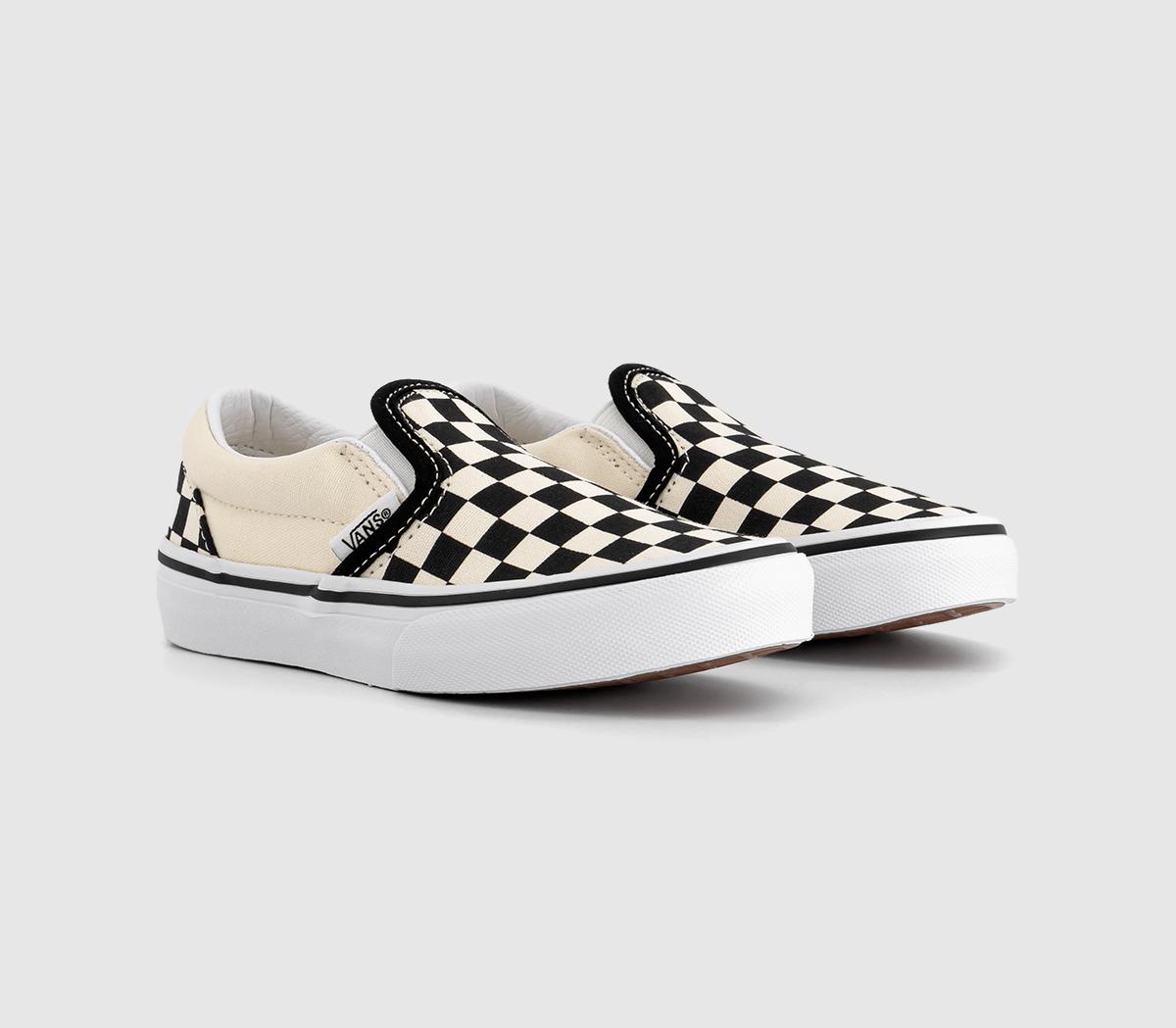 Vans Kids Black And White Checkerboard Classic Slip On Trainers, Size: 11 Youth