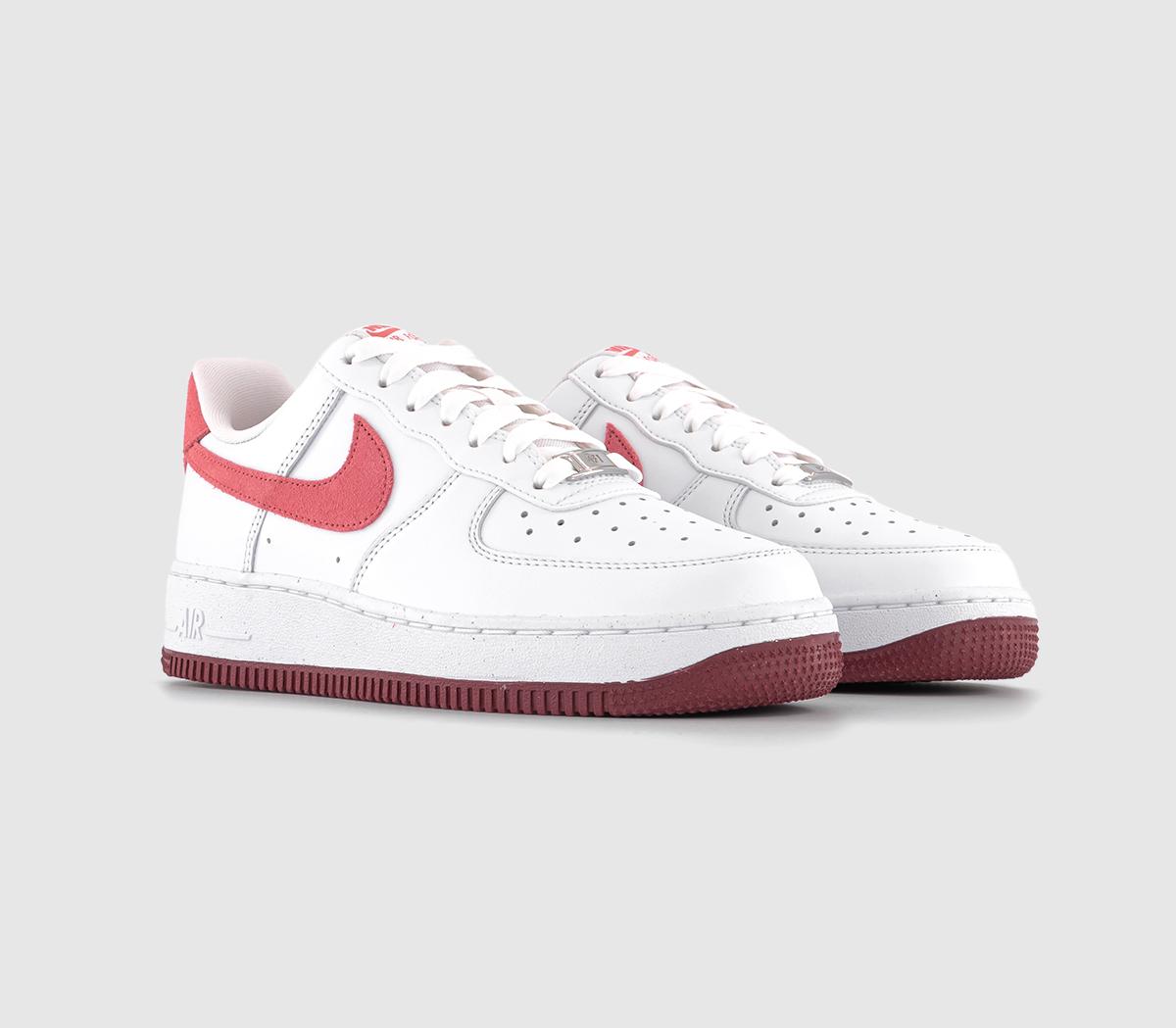 Nike Womens Air Force 1 07 Trainers White Adobe Team Dragon Red, 4.5
