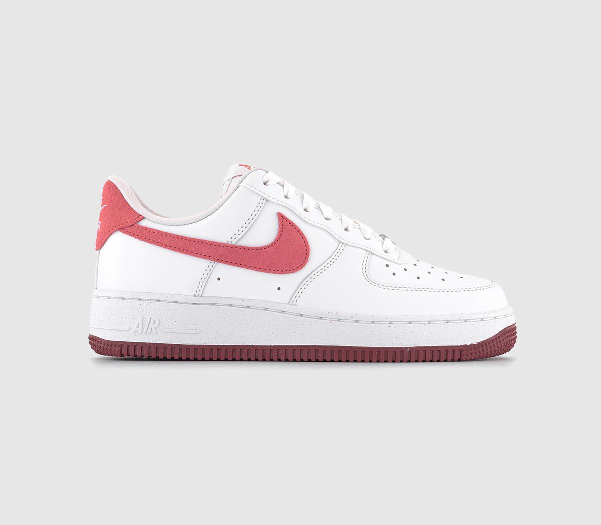Nike Womens Air Force 1 07 Trainers White Adobe Team Red Dragon Red, 6