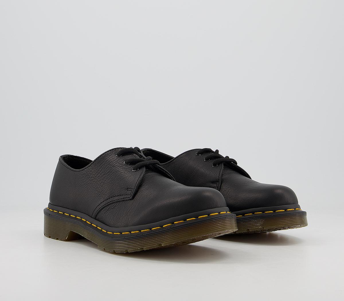 Dr. Martens Womens Classic 3-eyelet Black Virginia Leather Shoes, 8