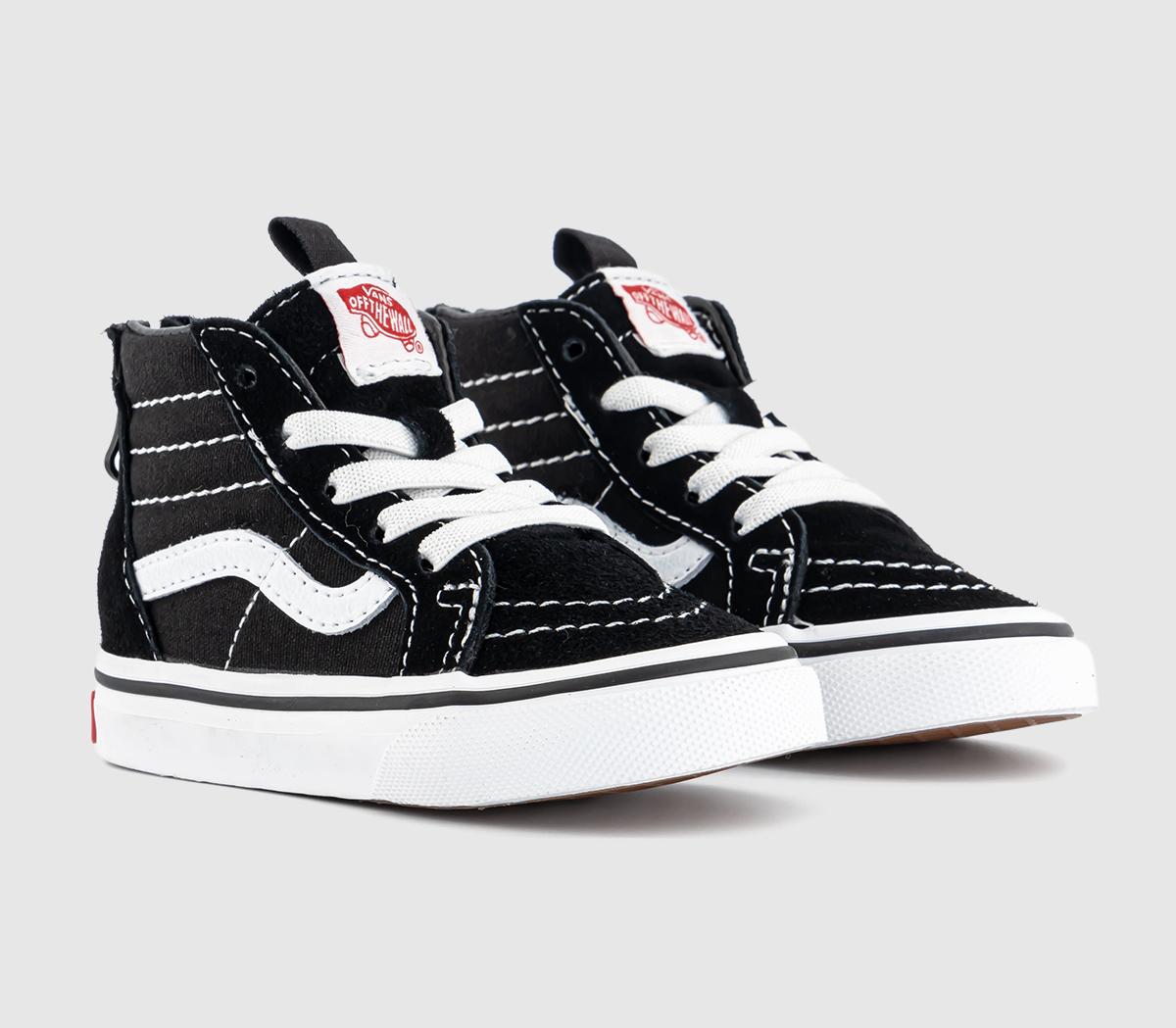Vans Kids Sk8 Toddlers Black And White Canvas Hi Zip Trainers, Size: 7, 7 Infant