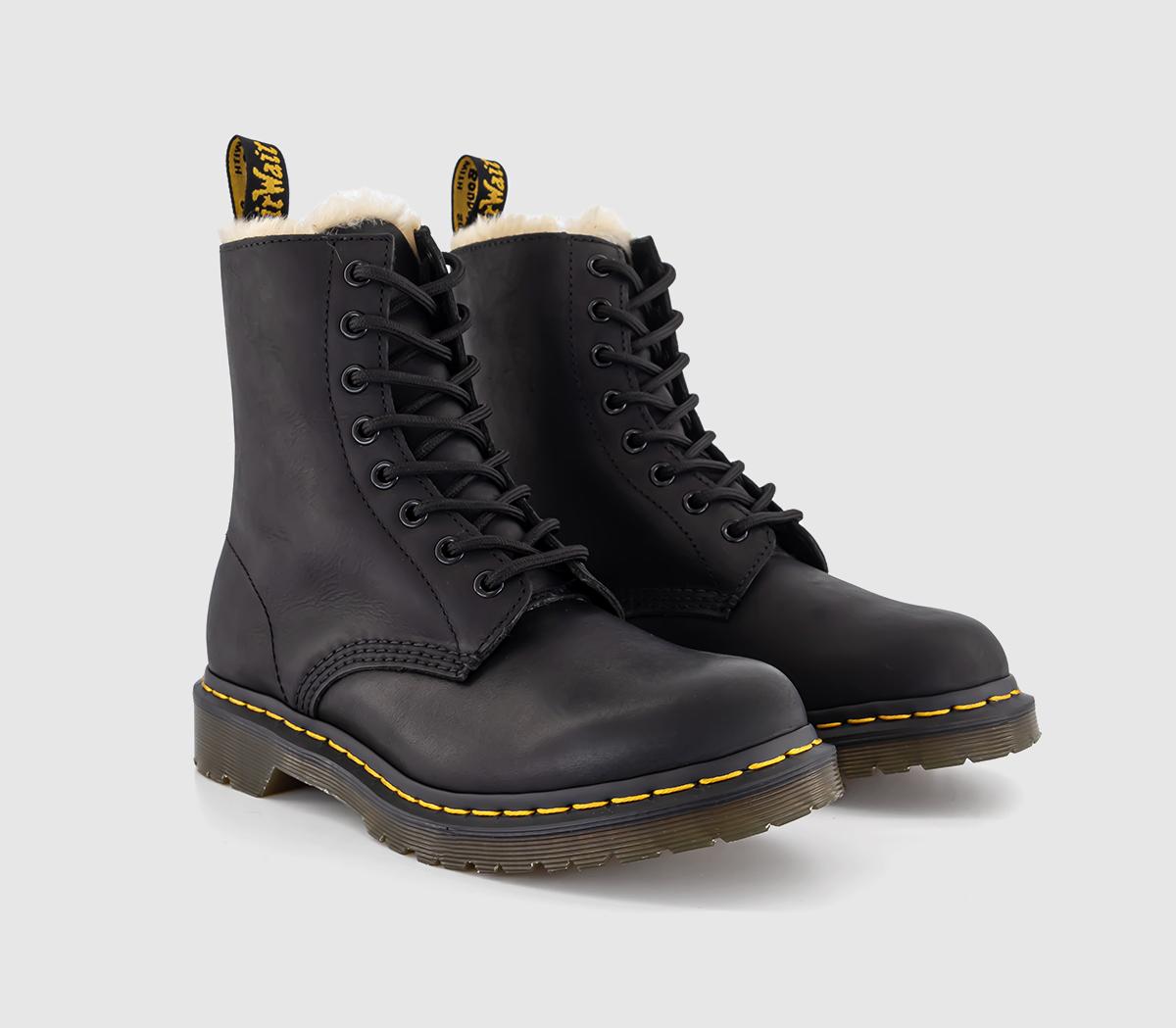 Dr. Martens Womens Serena 8 Eyelet Shearling Boot Black Leather, 3