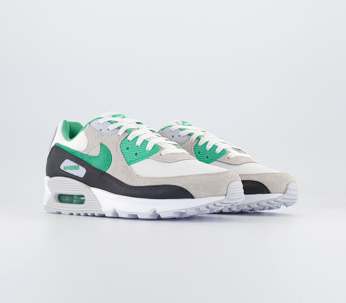 Nike Air Max 90 Trainers White Spring Green Anthracite, 9