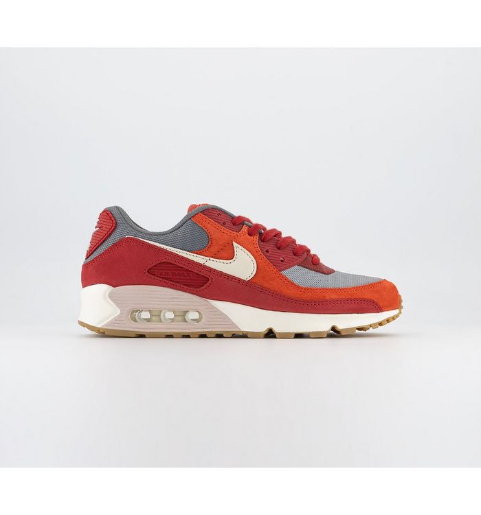 Nike Air Max 90 Trainers Gym Red Pale Ivory Habanero Red Smoke Grey Particl