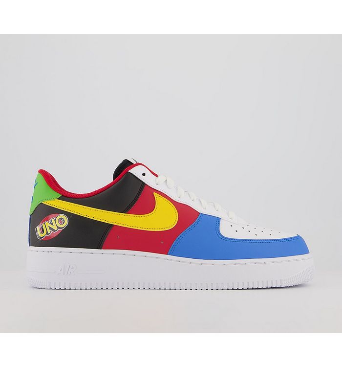 Nike Air Force 1 07 Trainers White Yellow Zest University Red Mixed Material