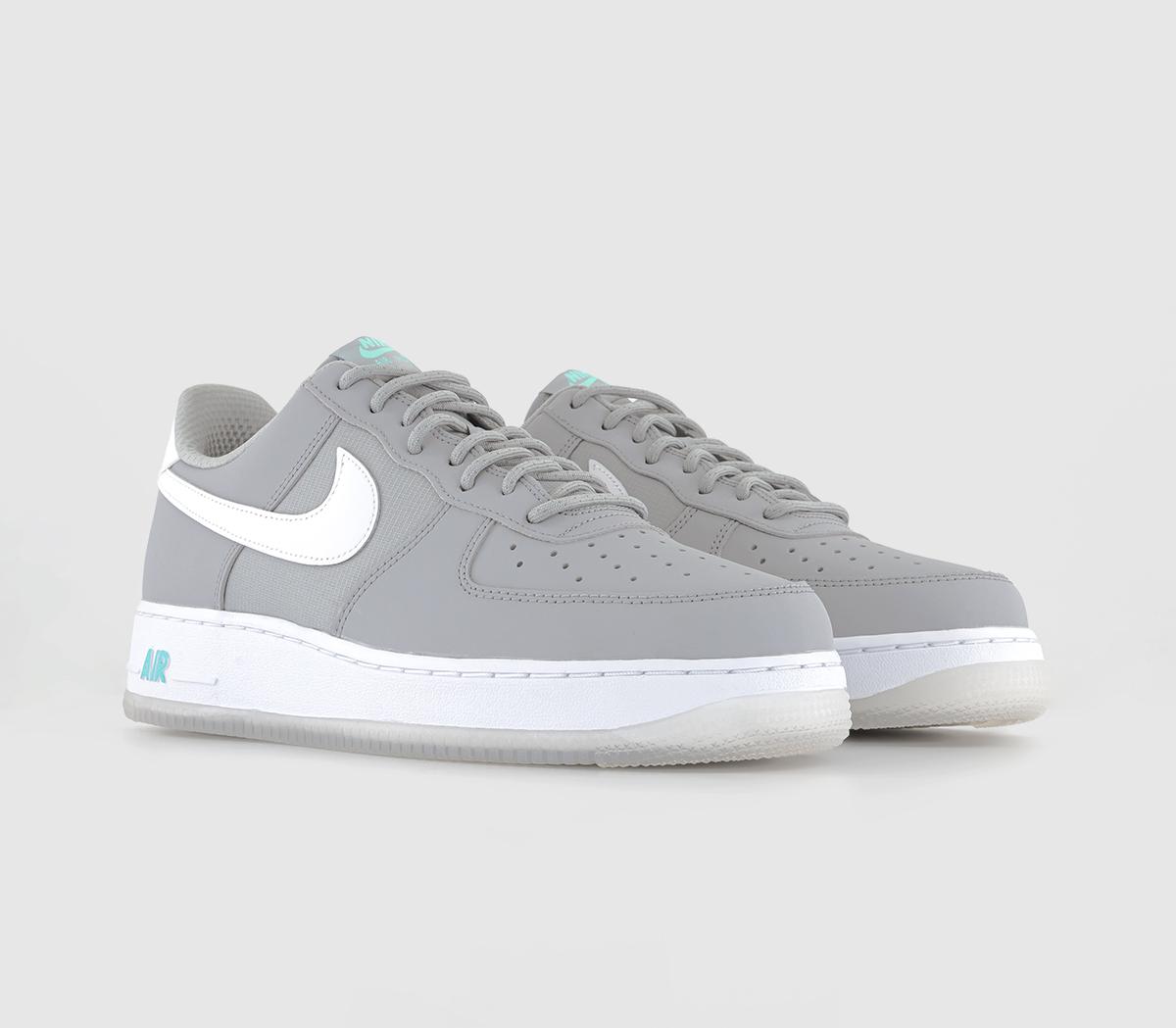 Nike Air Force 1 ’07 Trainers Wolf Grey White Hyper Turquoise, 8
