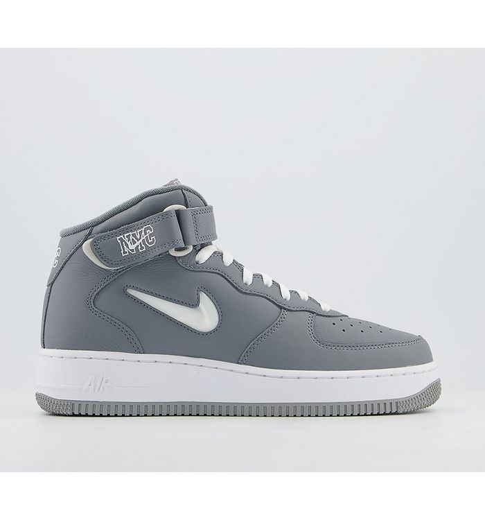 Nike Air Force 1 Mid Trainers Cool Grey White Metallic Silver