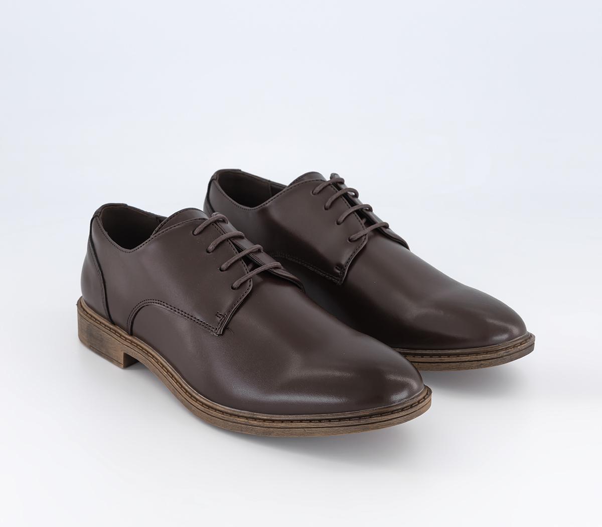 OFFICE Mens Curton Leather Derby Shoes Brown Leather, 10