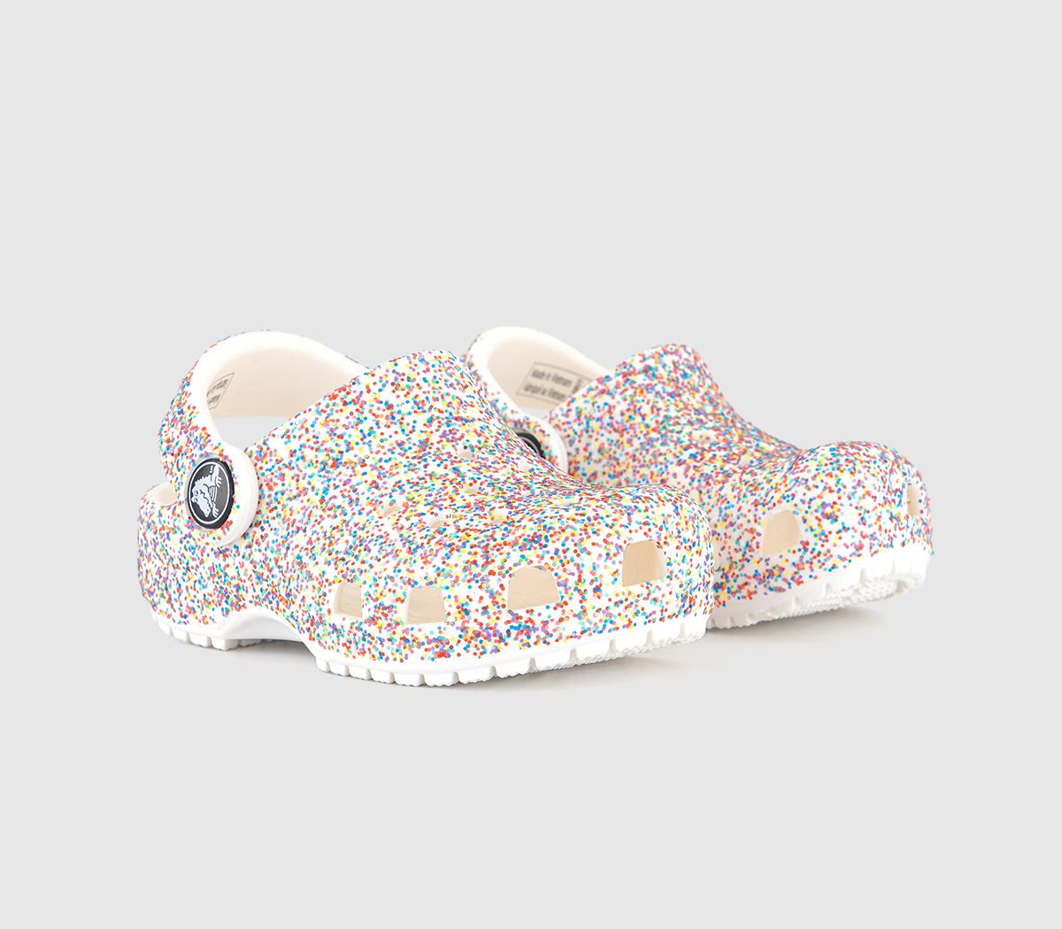 Crocs Kids Classic Toddler Clogs Sprinkle Multi White/Red/Blue, 4infant
