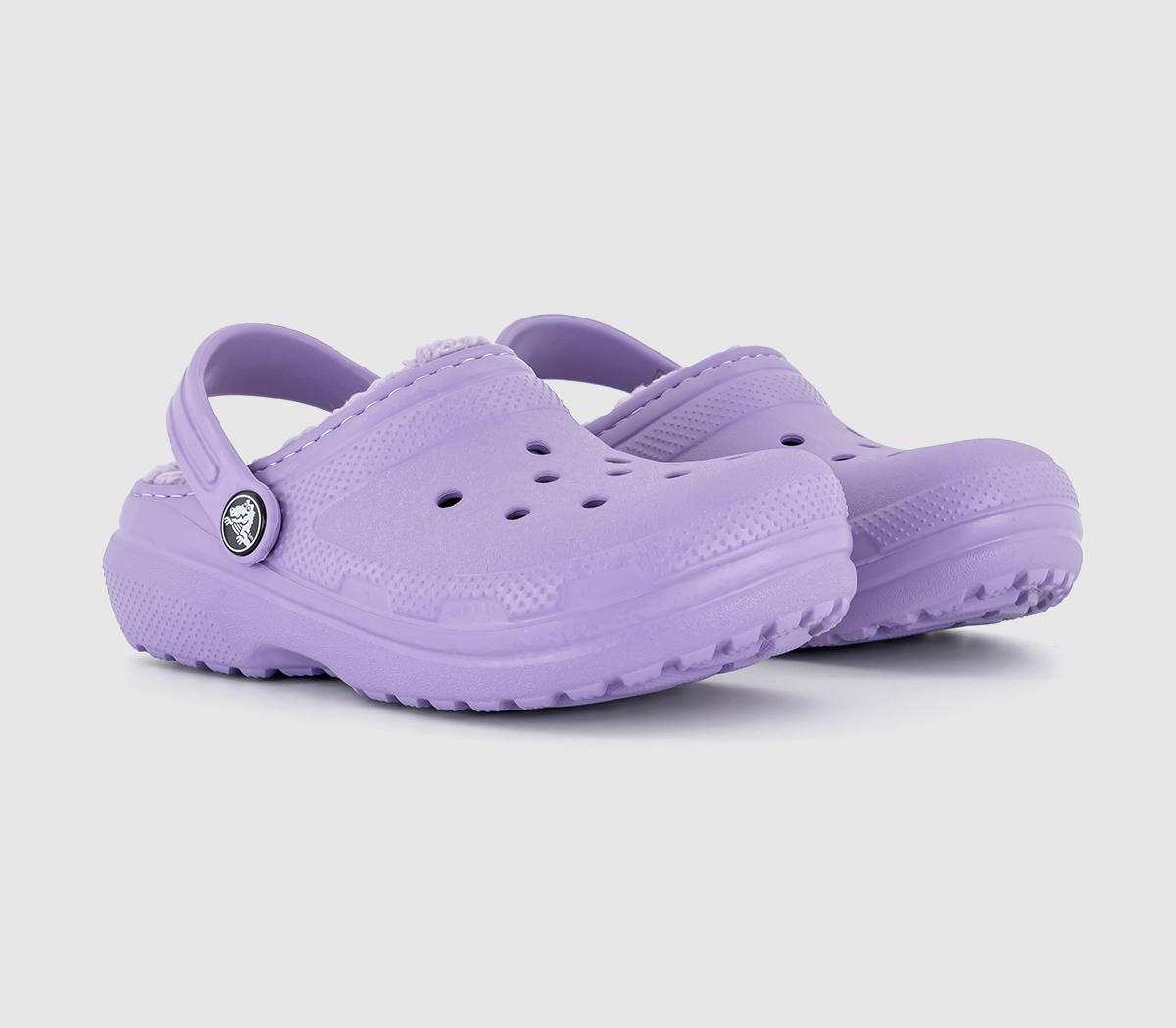 Crocs Classic Lined Kids Clogs Orchid Natural, 12 youth