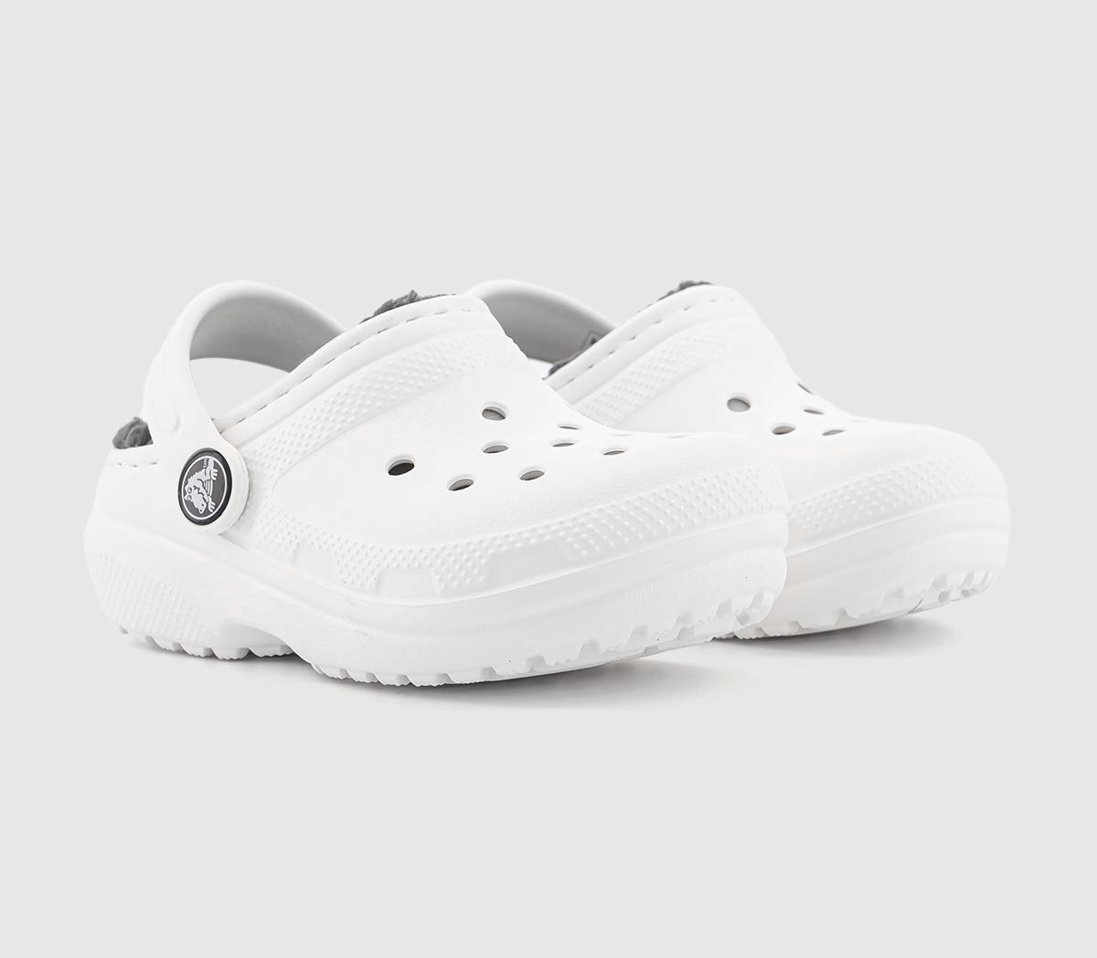 Crocs Kids Classic Lined Toddler Clogs White Grey, 6infant