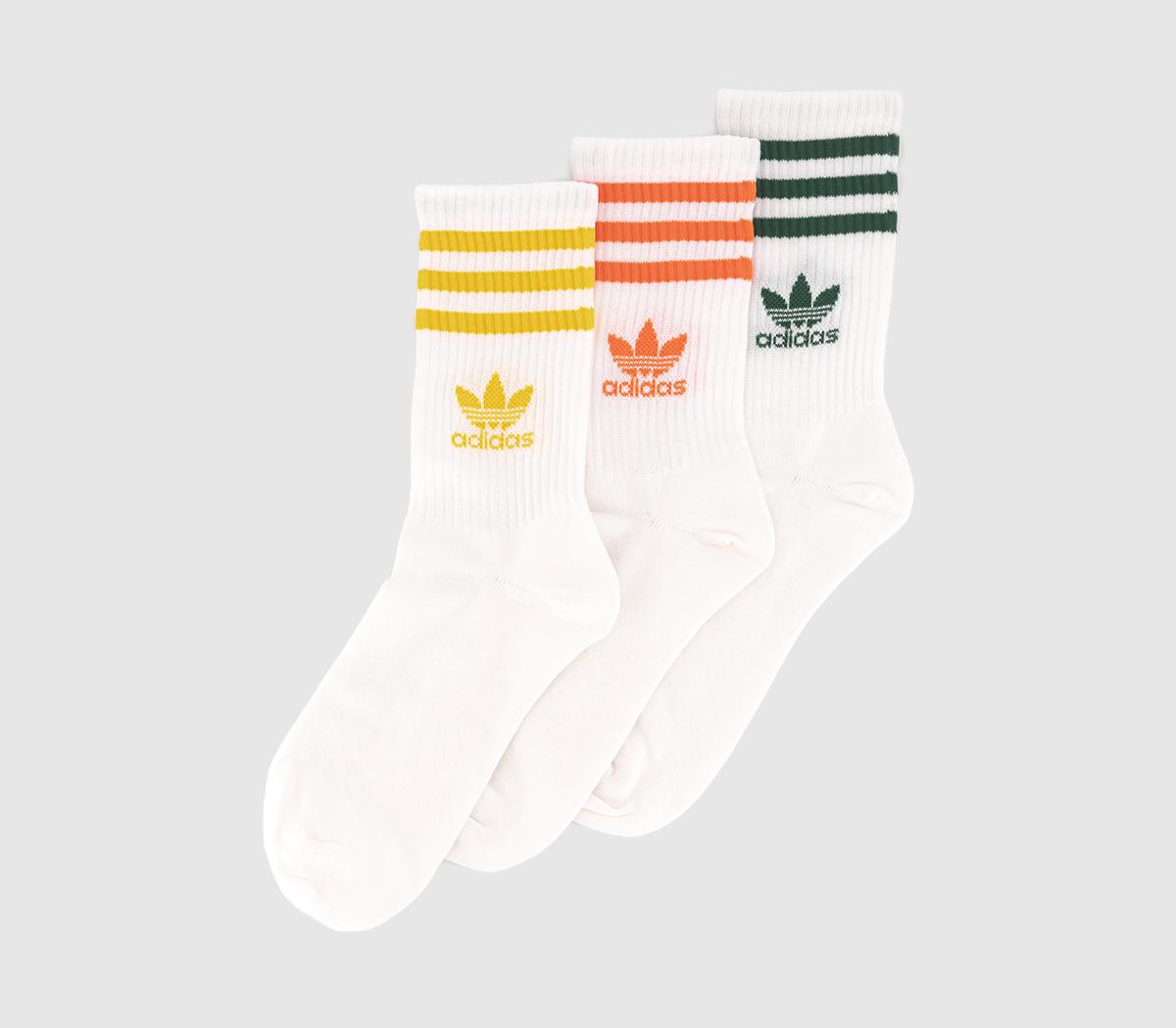 Adidas Crew Sock 3 Pairs White Gold Orange, M