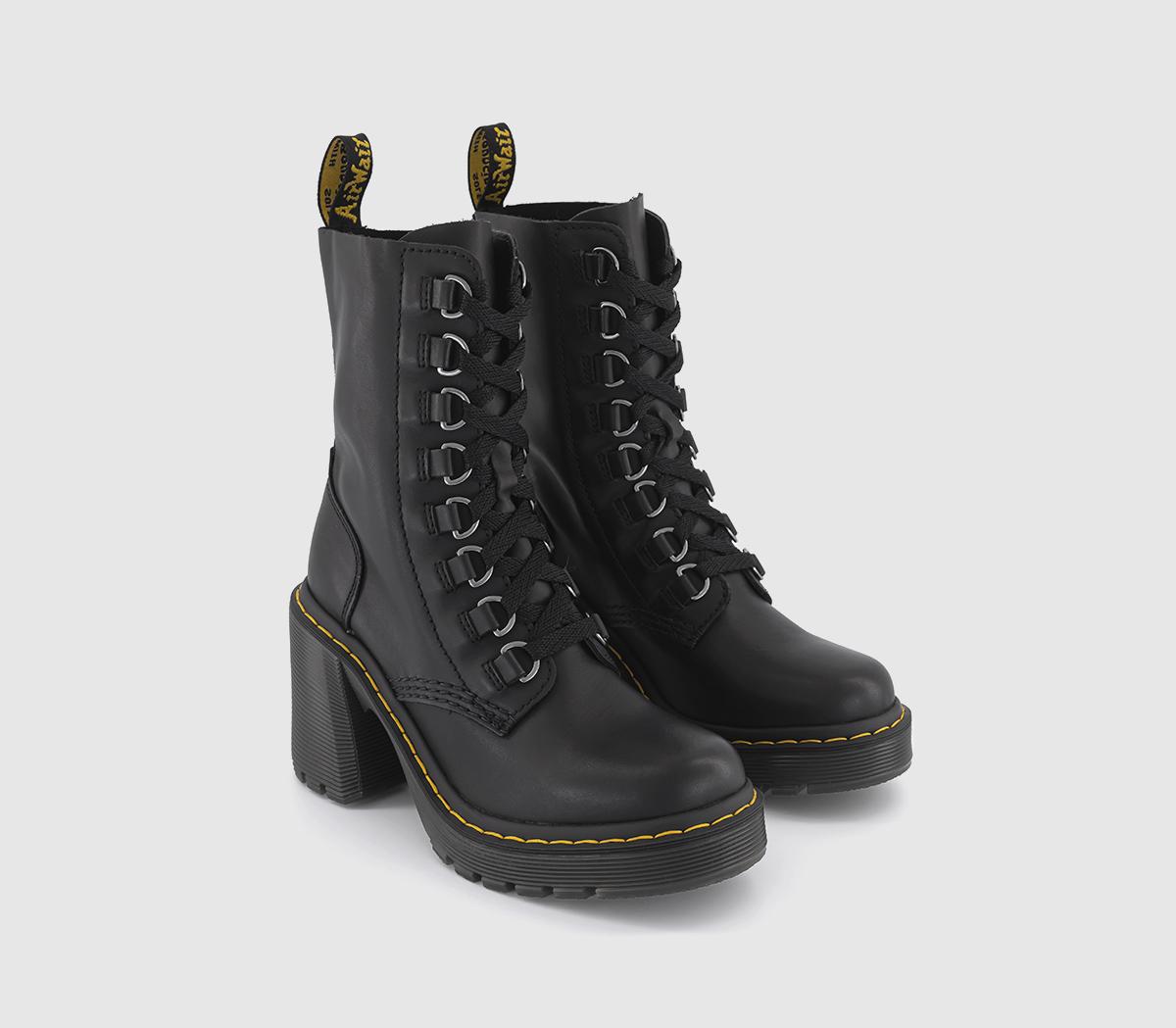 Dr. Martens Womens Chesney Heeled Lace Boots Black Sendal, 4