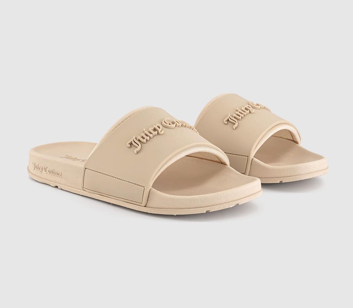Juicy Couture Womens Breanna Debossed Sliders Brazilian Sand Natural, 6