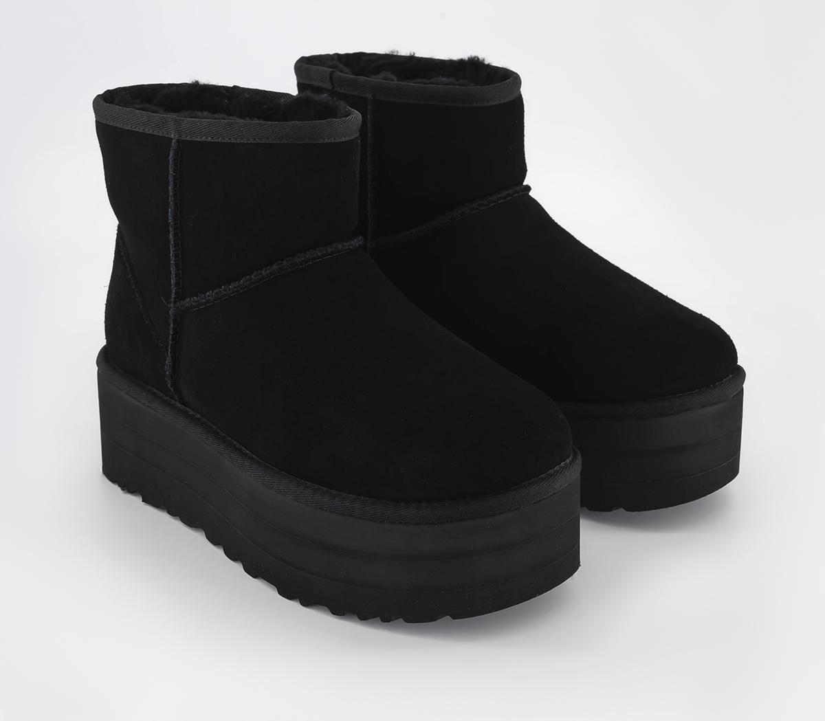 UGG Womens Classic Mini Platform Boots Black, 8