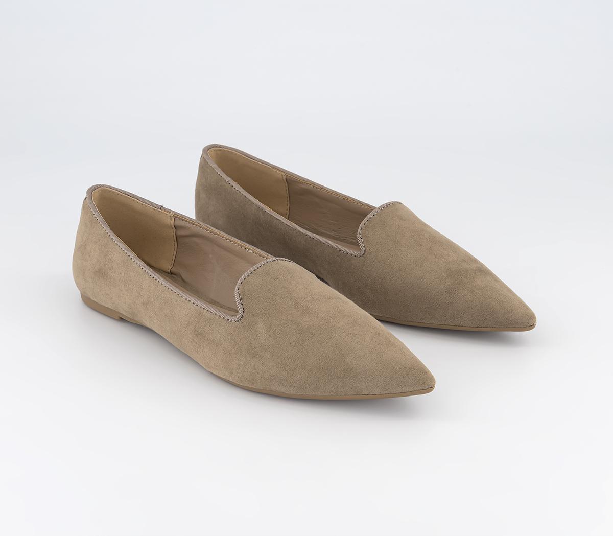 OFFICE Womens Fabulous Pointed Slipper Cut Ballet Flats Taupe, 5
