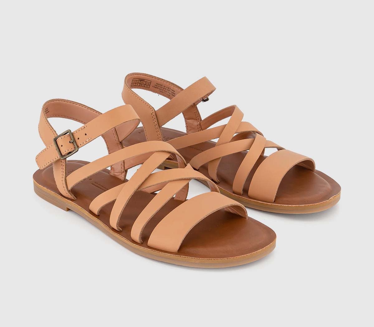 TOMS Womens Sephina Sandals Sandy Beige Leather Natural, 4