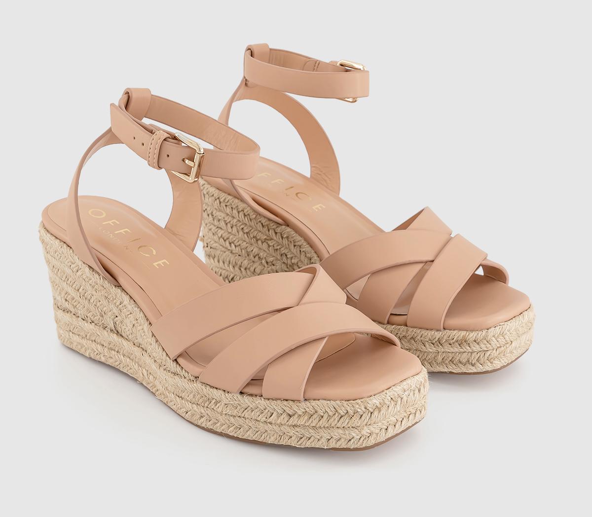OFFICE Womens Martina Multi Strap Mid Espadrille Wedges Blush Pink, 8
