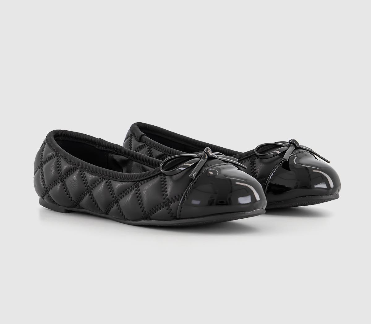 OFFICE Kids Garnet Quilted Ballerina Shoes Black, Junior11