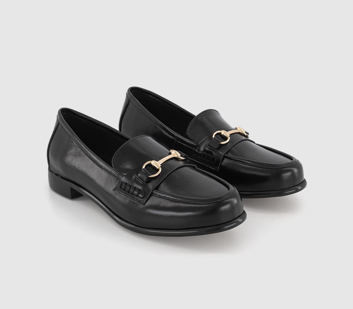 OFFICE Womens Formula Snaffle Trim Leather Loafers Black Leather, 6