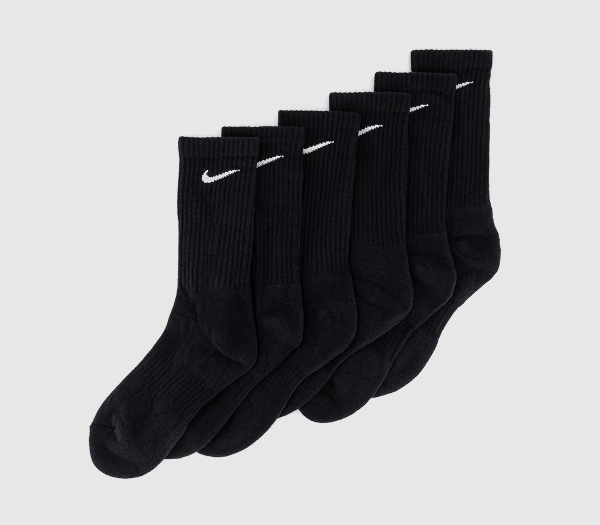 Nike Everyday Cushioned 6 Pack Black White, M