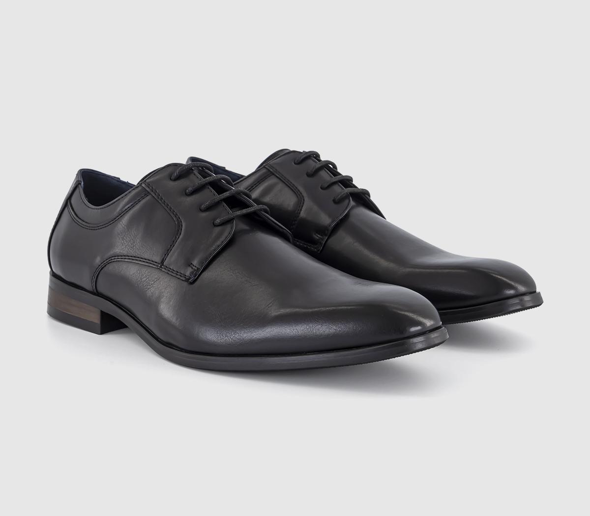 OFFICE Mens Modena Plain Toe Derby Shoes Black, 12