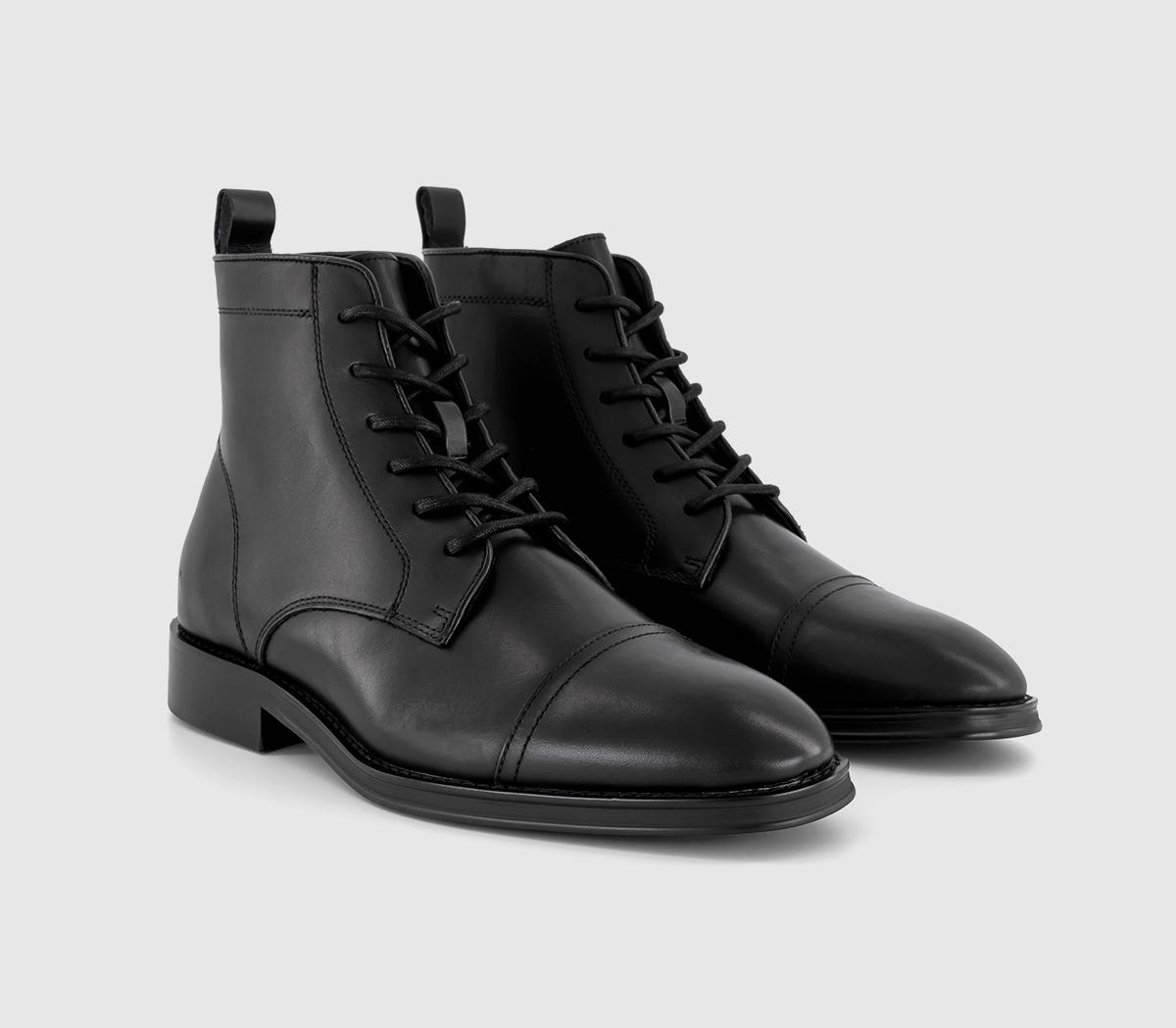 OFFICE Mens Berwick Smart Laceup Toecap Boots Black Leather, 10