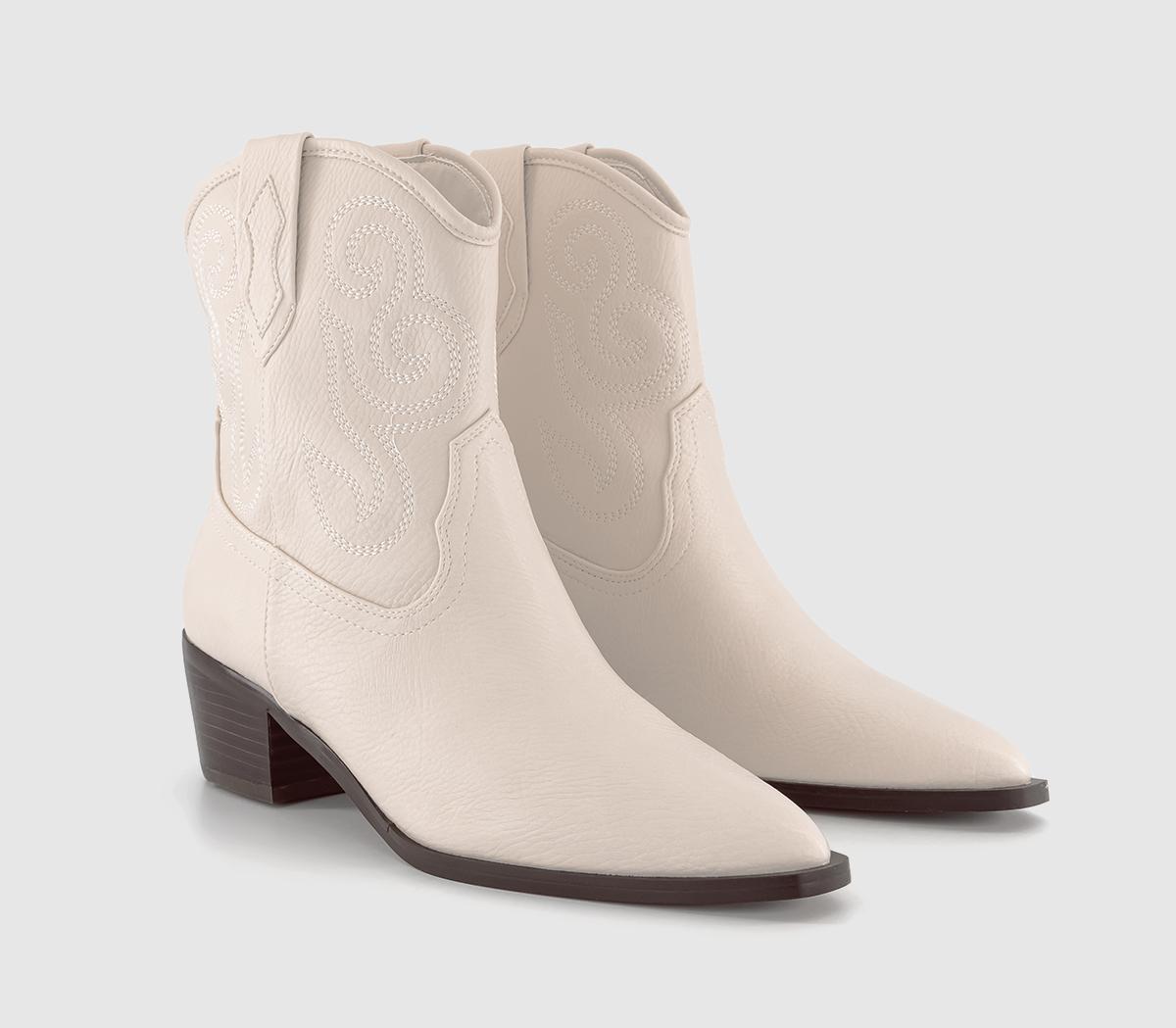 OFFICE Womens Astoria Stitch Detail Western Boots White, 3