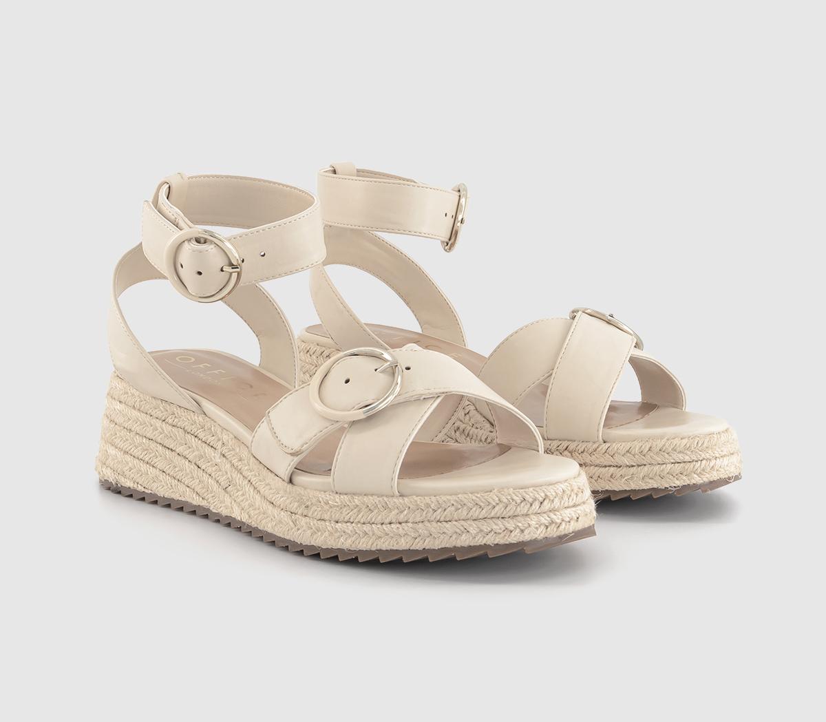 OFFICE Womens Marcella Double Buckle Espadrille Wedges Off White, 5