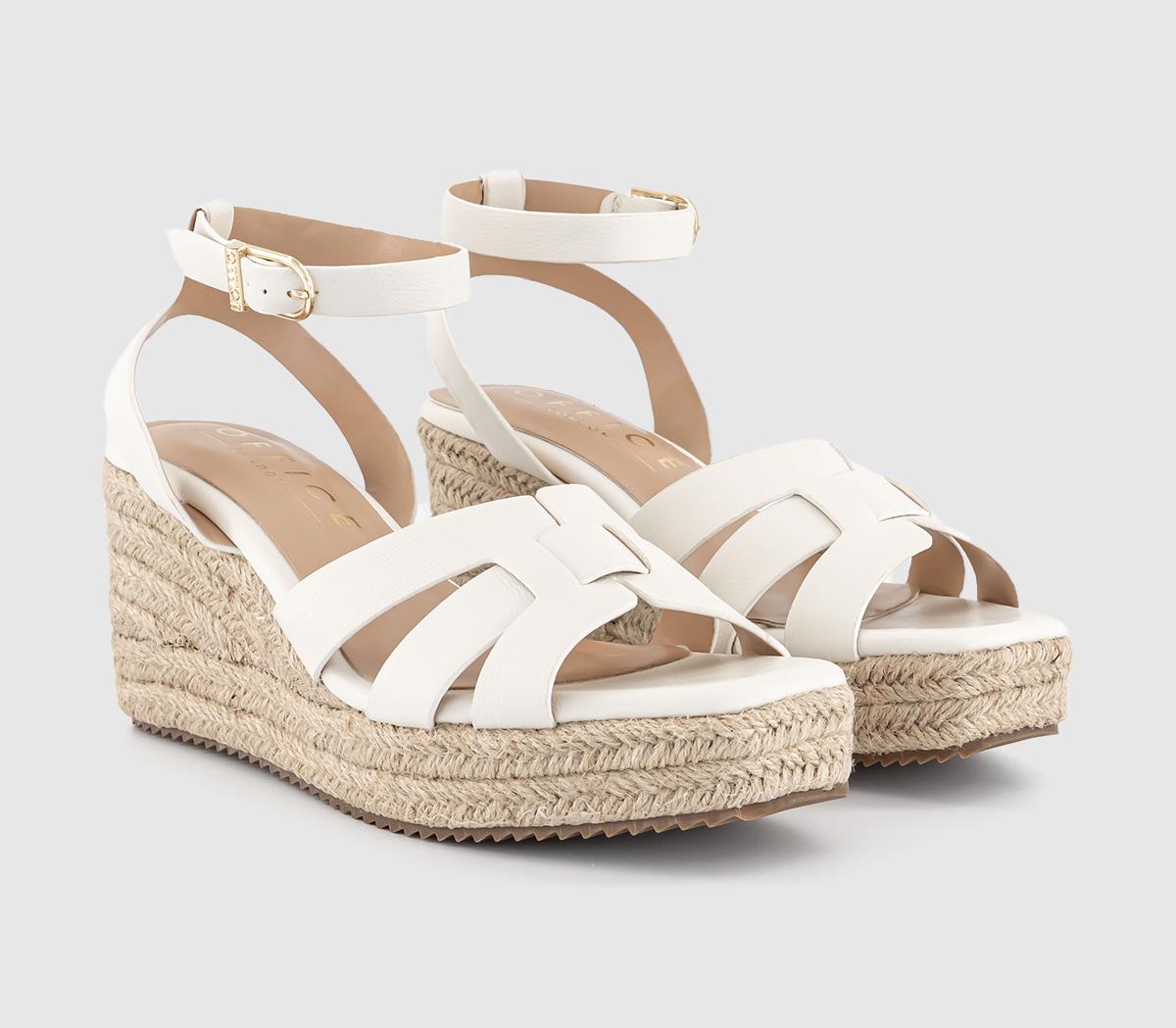 OFFICE Womens Marta Gold Weave Espadrille Wedges White, 4