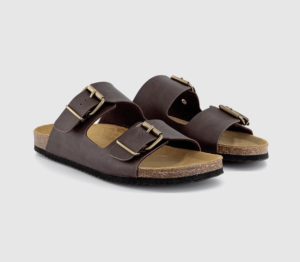 OFFICE Mens Livingstone Double Strap Footbeds Sandals Brown, 11