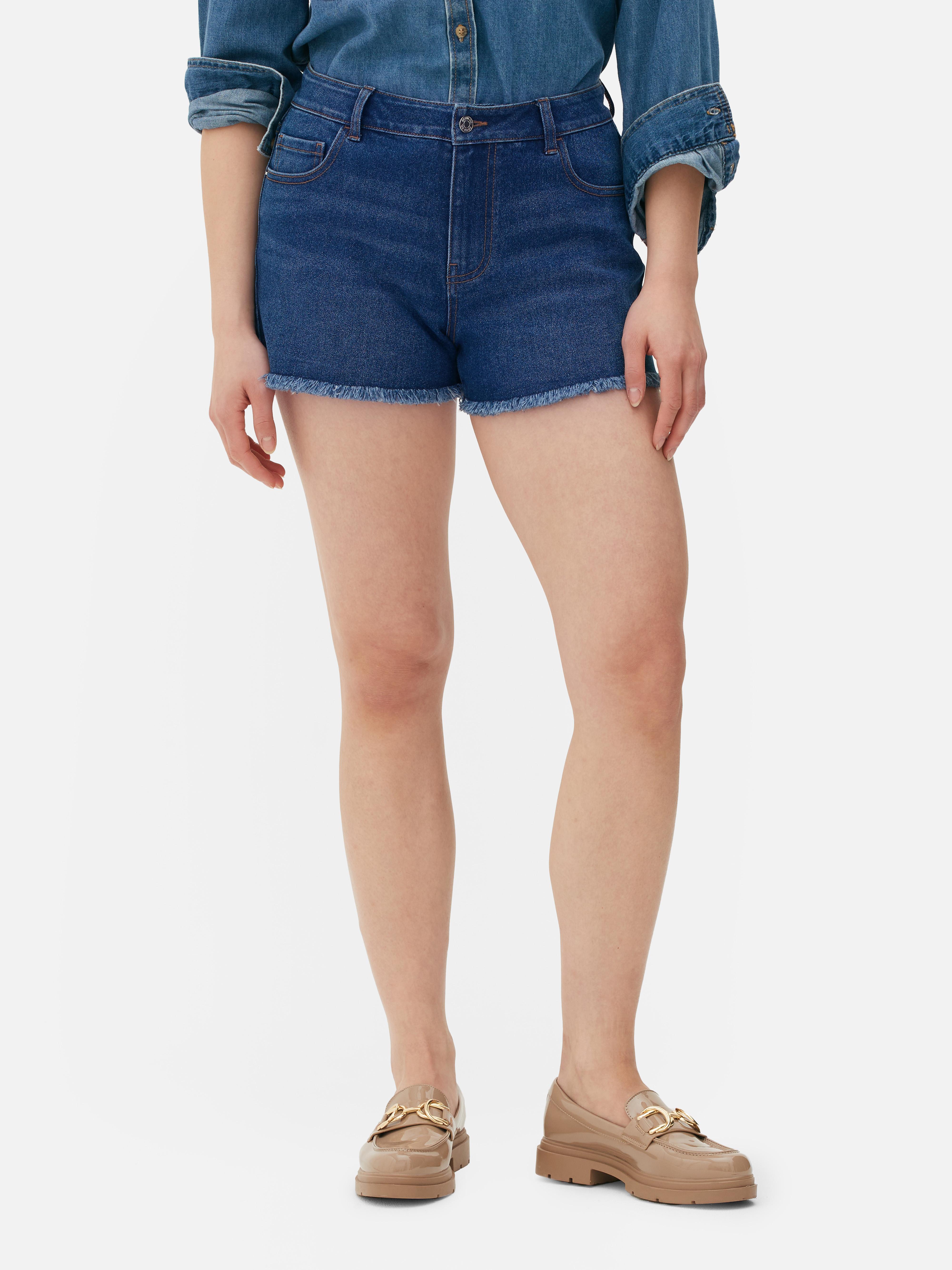 Women S Indigo Frayed Denim Shorts Primark