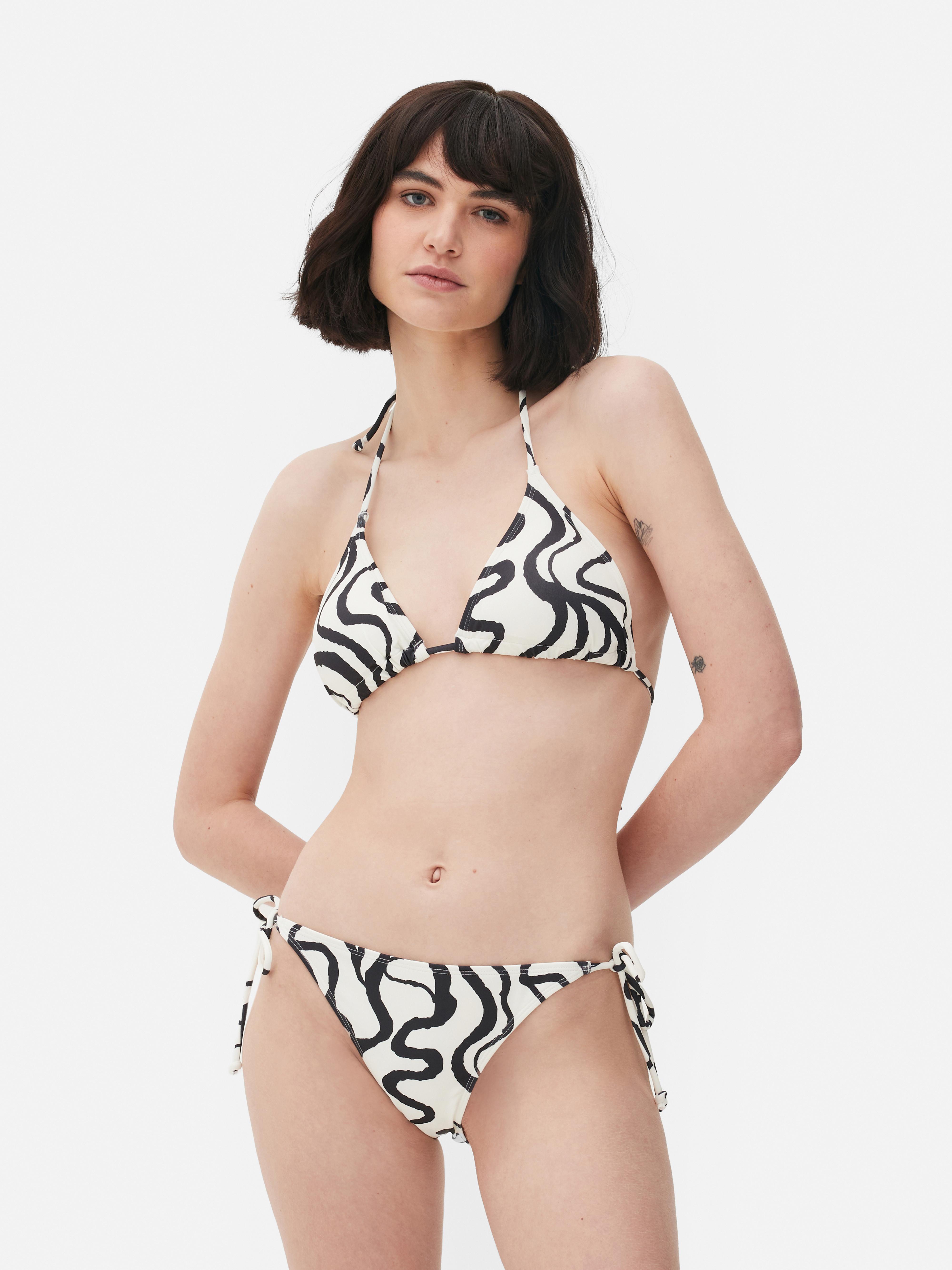 Womens Ecru Patterned Triangle Bikini Set Primark